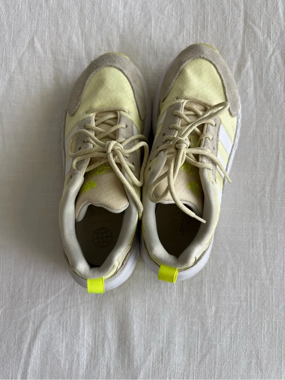 ADIDAS Yellow & White Athletic Sneakers